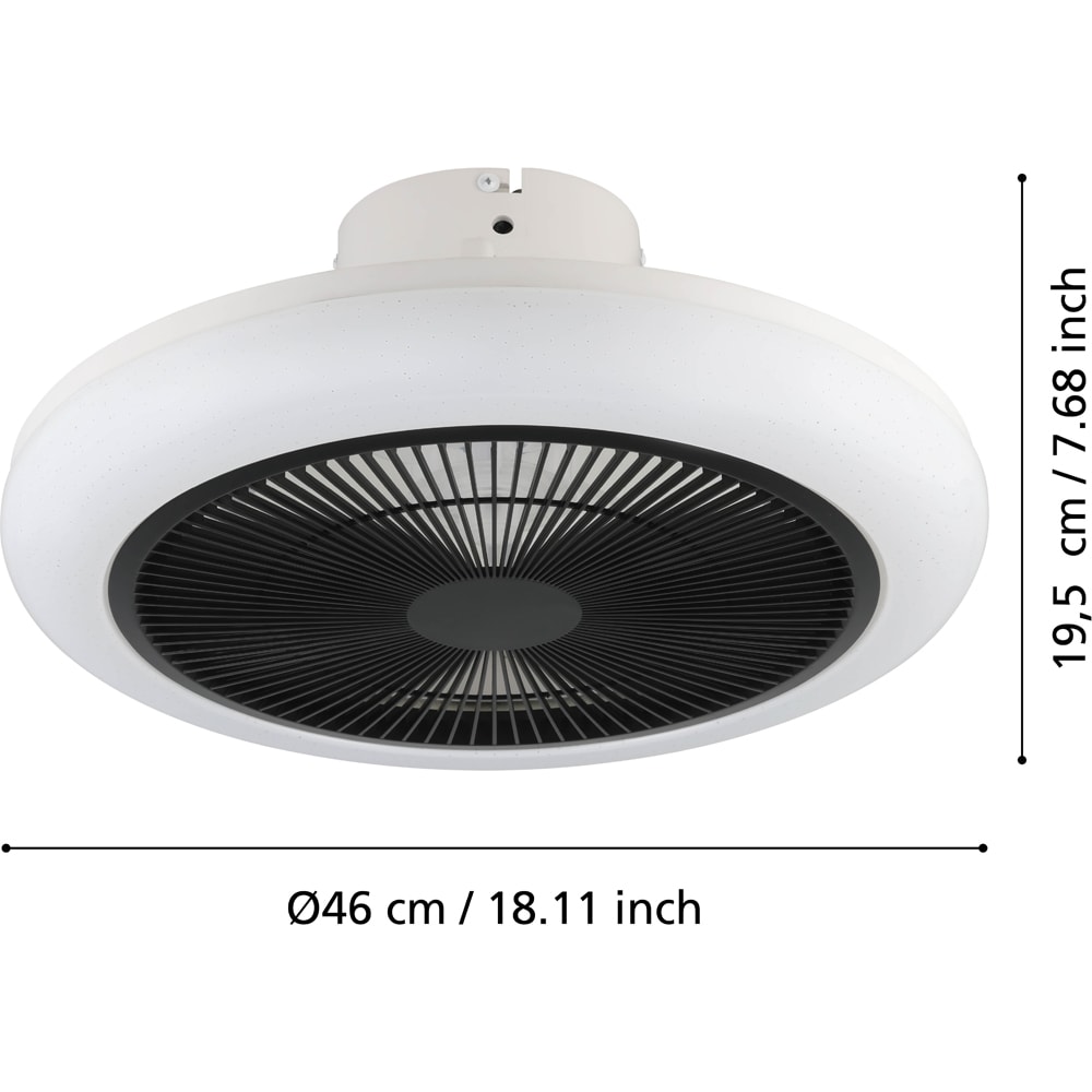 Plafoniera LED cu ventilator EGLO Kostrena, 3 x 8.5W, 3300 lm, IP20, alb-negru
