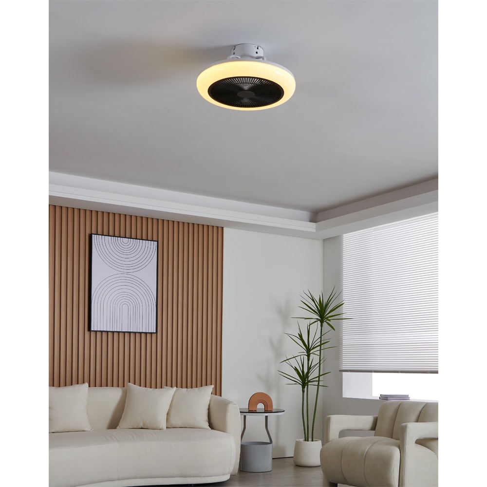 Plafoniera LED cu ventilator EGLO Kostrena, 3 x 8.5W, 3300 lm, IP20, alb-negru
