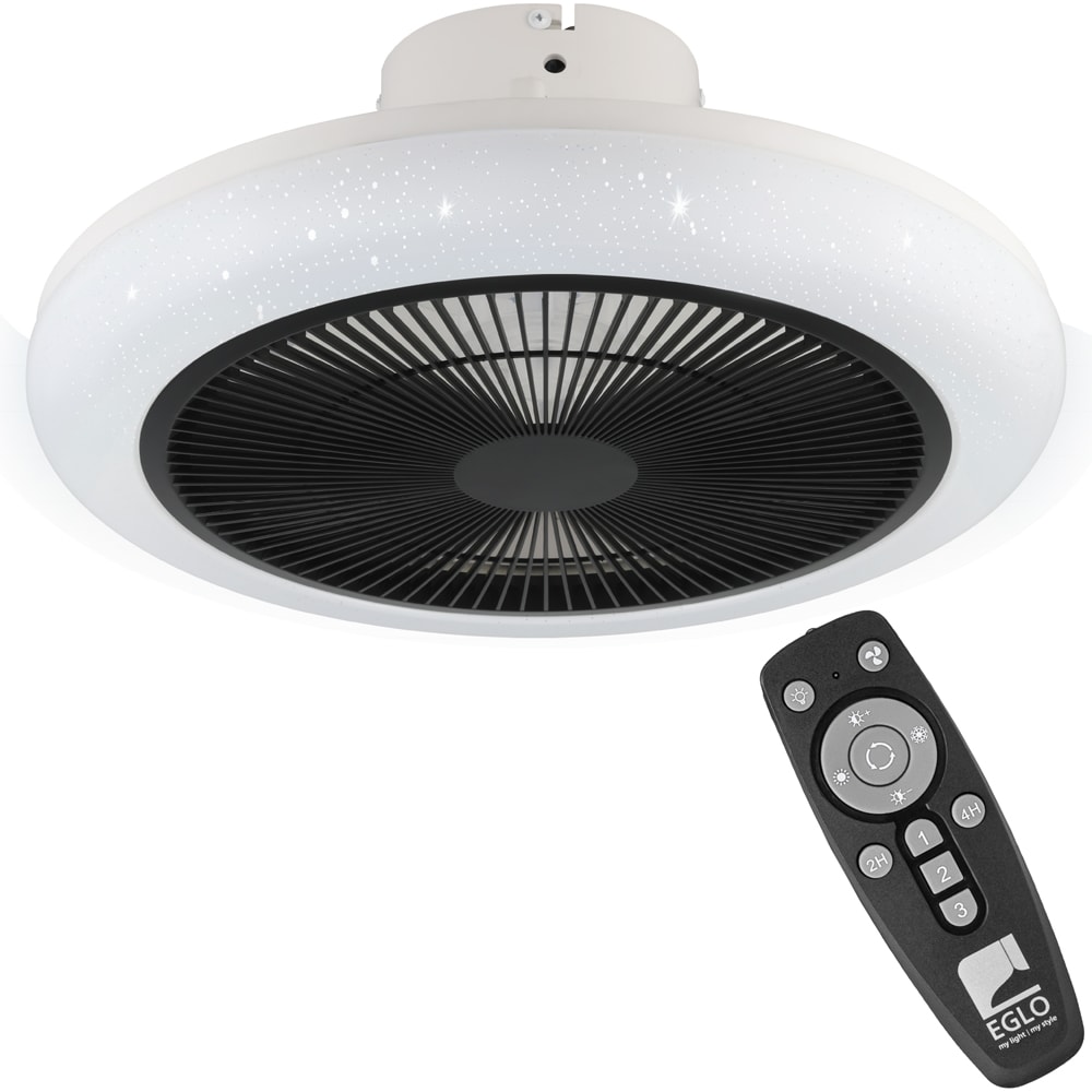 Plafoniera LED cu ventilator EGLO Kostrena, 3 x 8.5W, 3300 lm, IP20, alb-negru