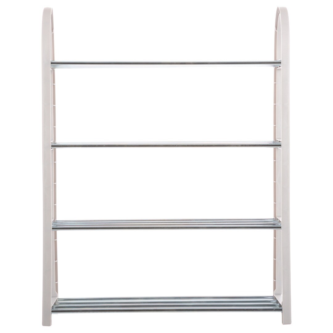 Suport incaltaminte, 4 polite, plastic, 65 x 50.5 x 19 cm, gri