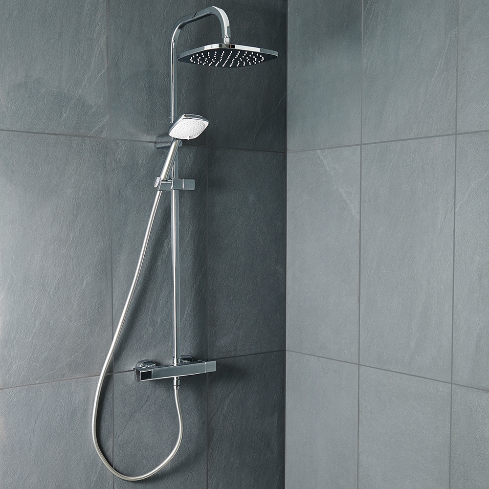 Sistem dus GOODHOME Teesta, termostat, 3 functii, argintiu
