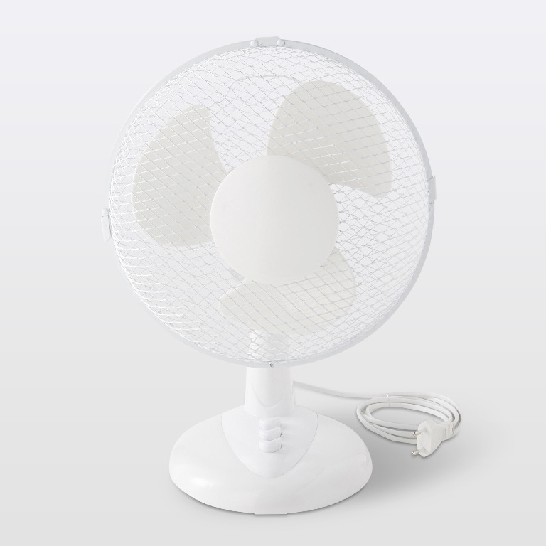 Ventilator de birou, 2 trepte viteza, D 23 cm, 30W, alb