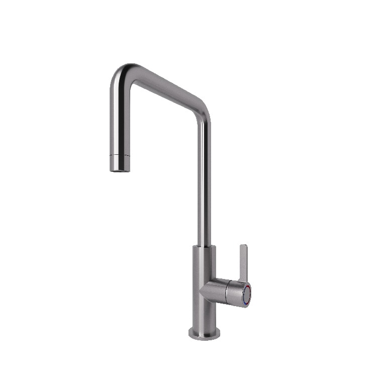 Baterie bucatarie GoodHome Kamut, pipa inalta, alama, inox