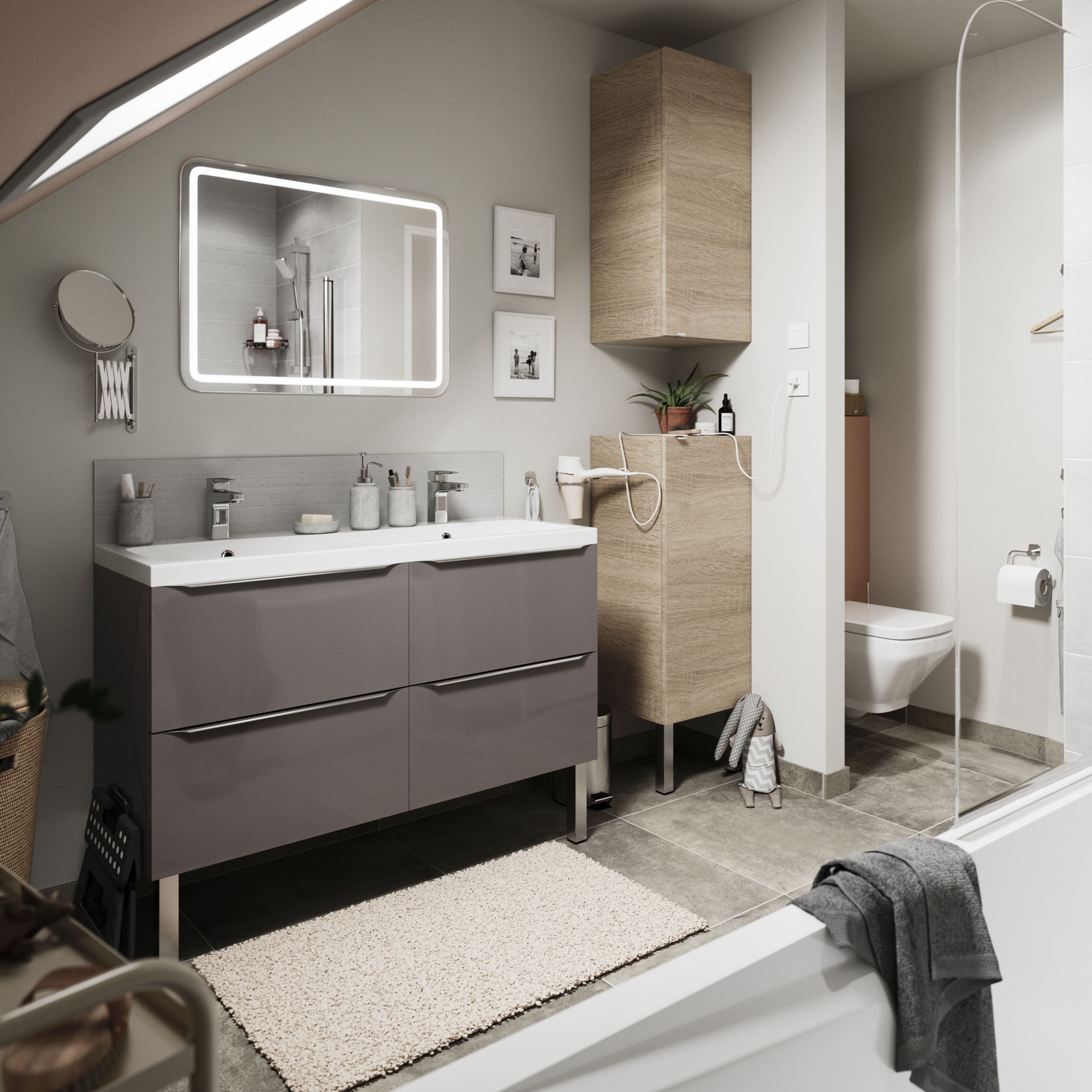 Dulap baie suspendat, maro, 90 x 40 x 36 cm GoodHome Imandra