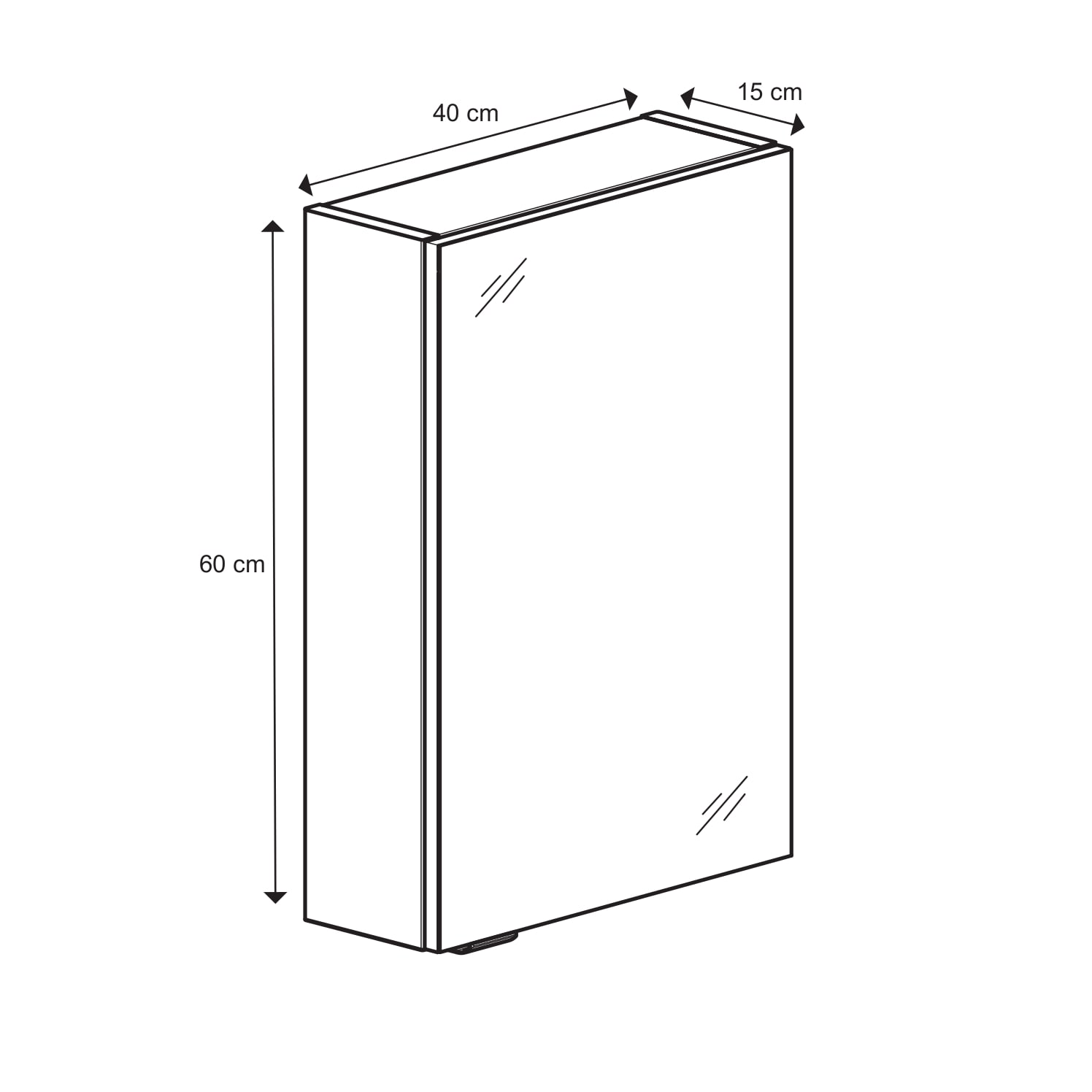 Dulap baie de perete cu oglinda, alb, 40 x 60 x 15 cm  GoodHome Imandra