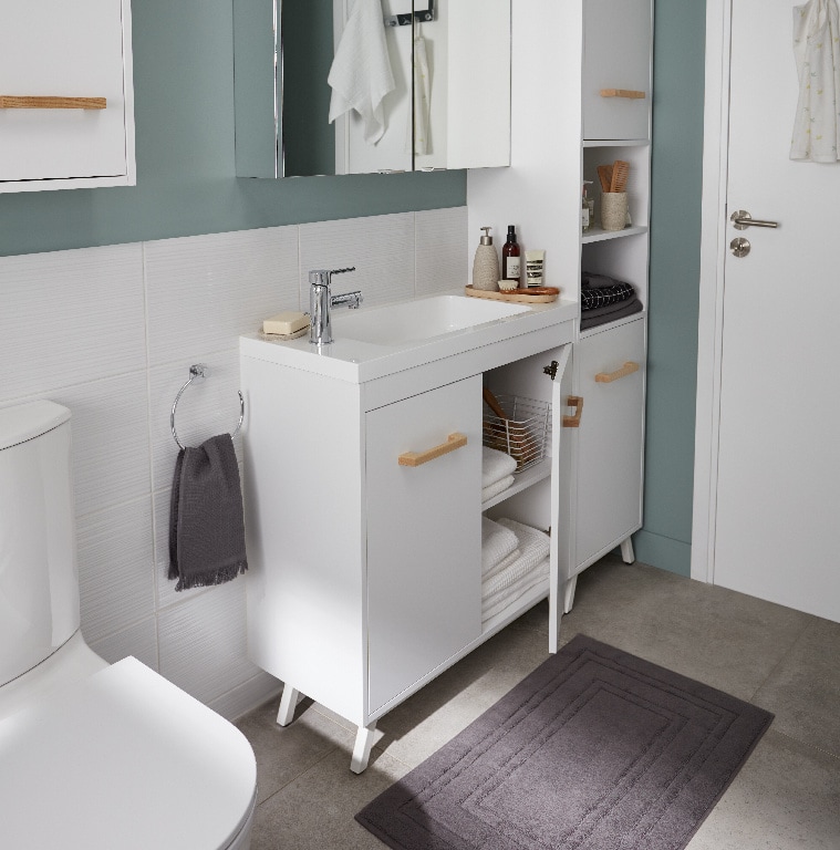 Baza pentru lavoar cu picioare COOKE & LEWIS Ladoga,  80 x 81 cm, alb mat