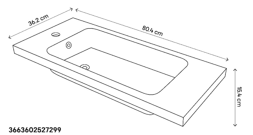Lavoar baie GOODHOME Makonda, rasina, 80.4 x 36.2 cm, alb lucios
