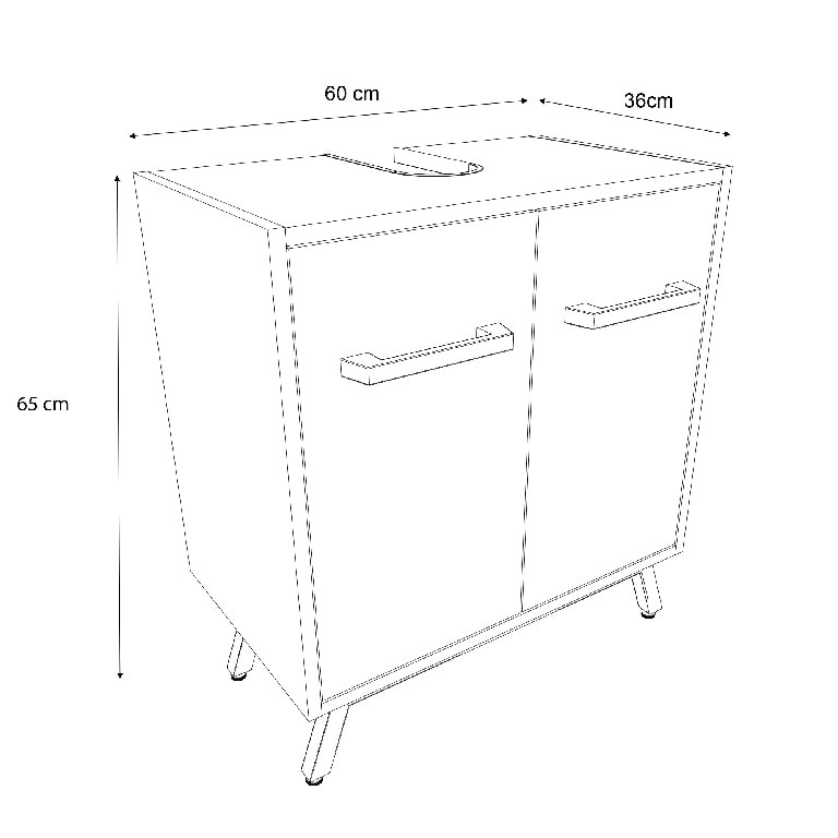 Dulap de baie pentru lavoar cu picioare, alb, 60 x 65 x 36 cm  Cooke & Lewis