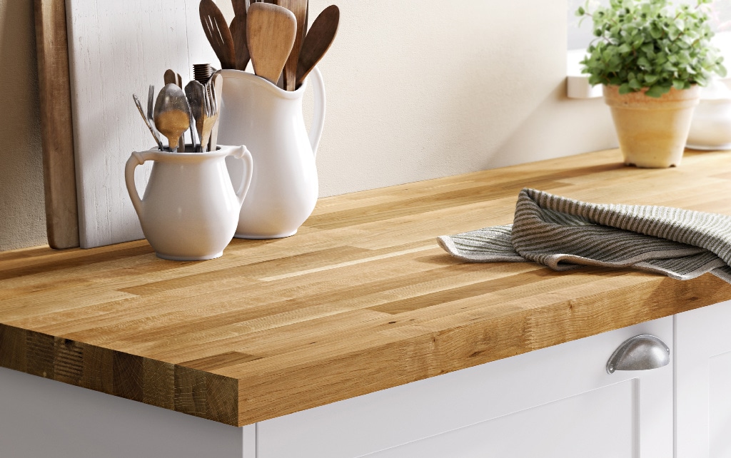 Blat bucatarie GOODHOME Hinita, lemn, 300 x 62 x 4 cm, stejar