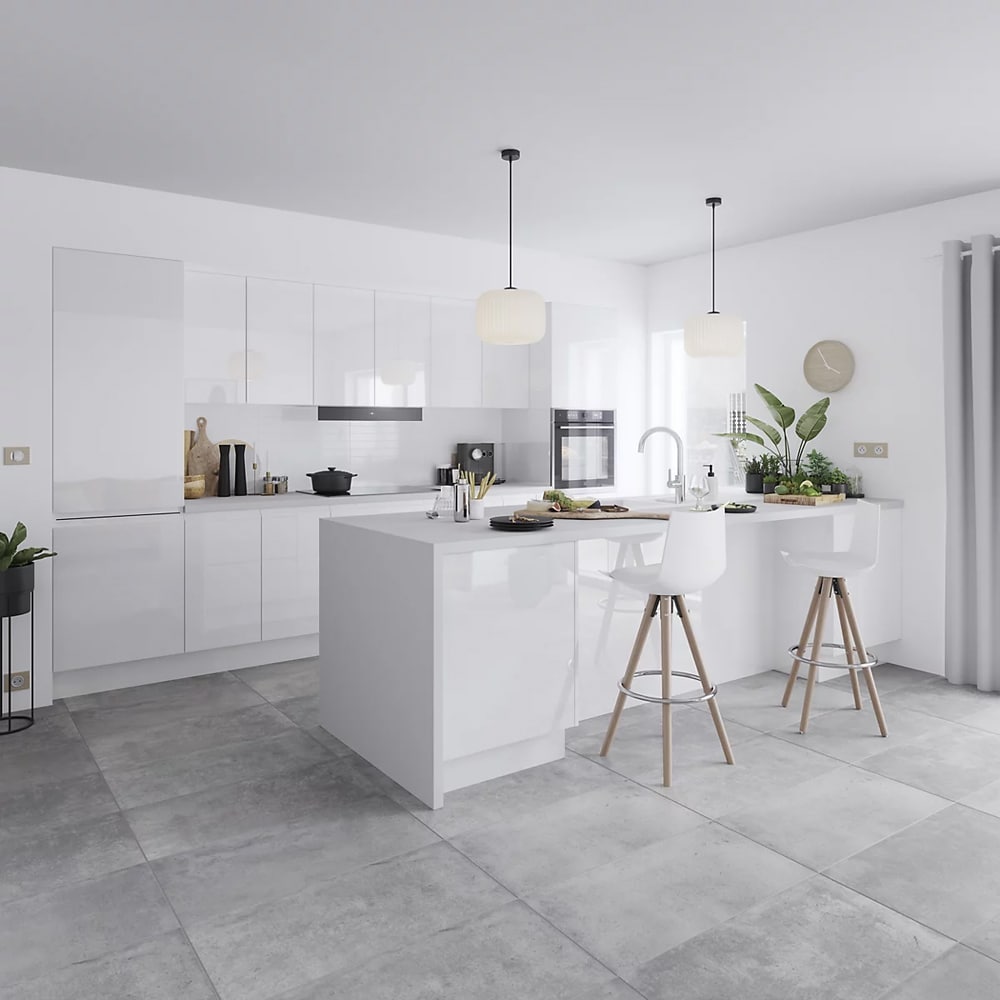 Element colt bucatarie GOODHOME Garcinia, 60 x 89.5 cm, alb lucios