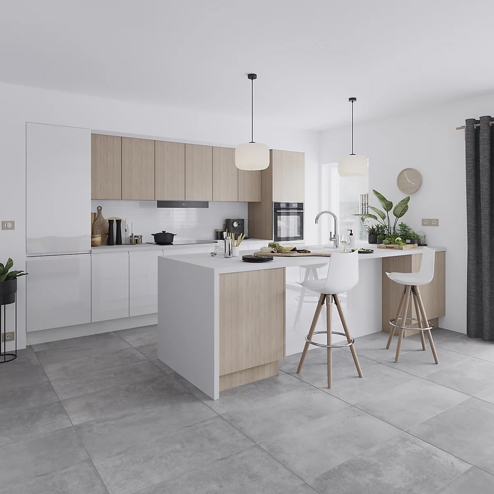 Element colt bucatarie GOODHOME Garcinia, 60 x 89.5 cm, alb lucios