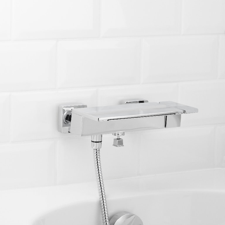 Baterie cada/dus GOODHOME Abana, monocomanda, alama, argintiu