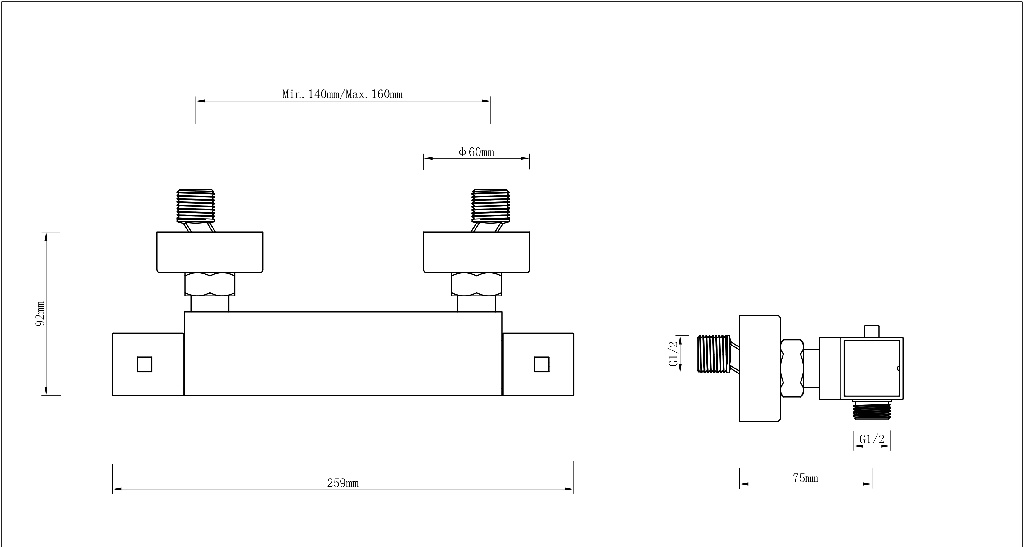 Baterie dus GOODHOME Eforie, termostat, alama, crom