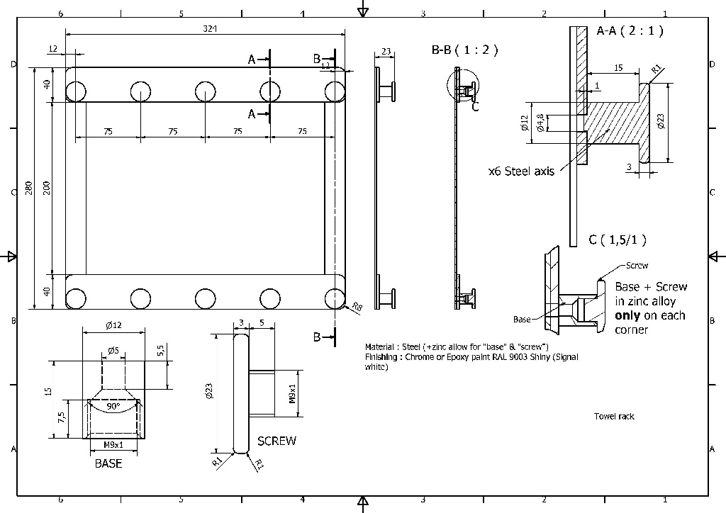 Suport agatatori pentru usa GOODHOME Koros, 32.4 x 28 x 2.1 cm, otel, alb, 10 carlige