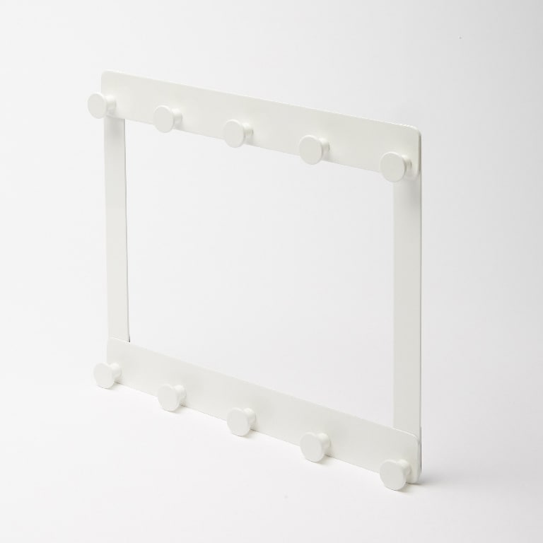 Suport agatatori pentru usa GOODHOME Koros, 32.4 x 28 x 2.1 cm, otel, alb, 10 carlige