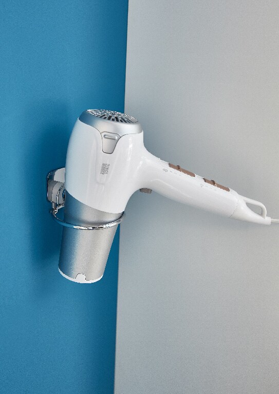 Suport pentru uscator de par, argintiu, otel, 90 x 31 x 97 mm  GoodHome Koros