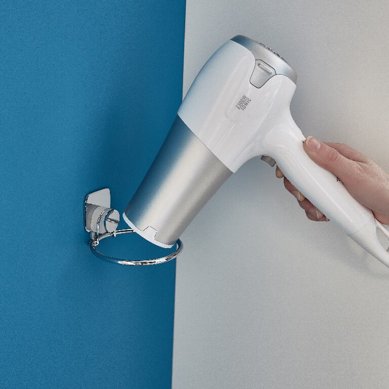 Suport pentru uscator de par, argintiu, otel, 90 x 31 x 97 mm  GoodHome Koros