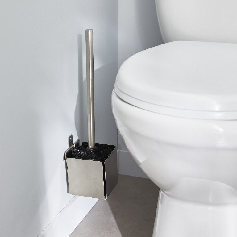 Suport si perie WC GOODHOME Amantea, 36 x 10 x 10 cm, ABS si otel inoxidabil, argintiu 