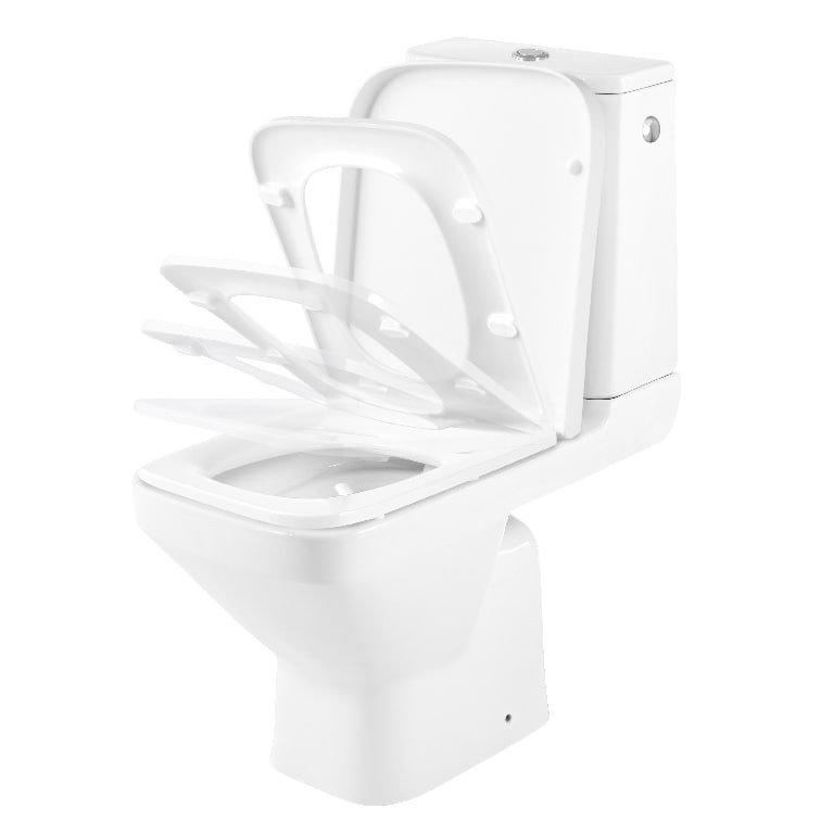 Set WC si rezervor, patrat, alb, portelan, diametru 10, 2 cm, 3/6 L  Teesta