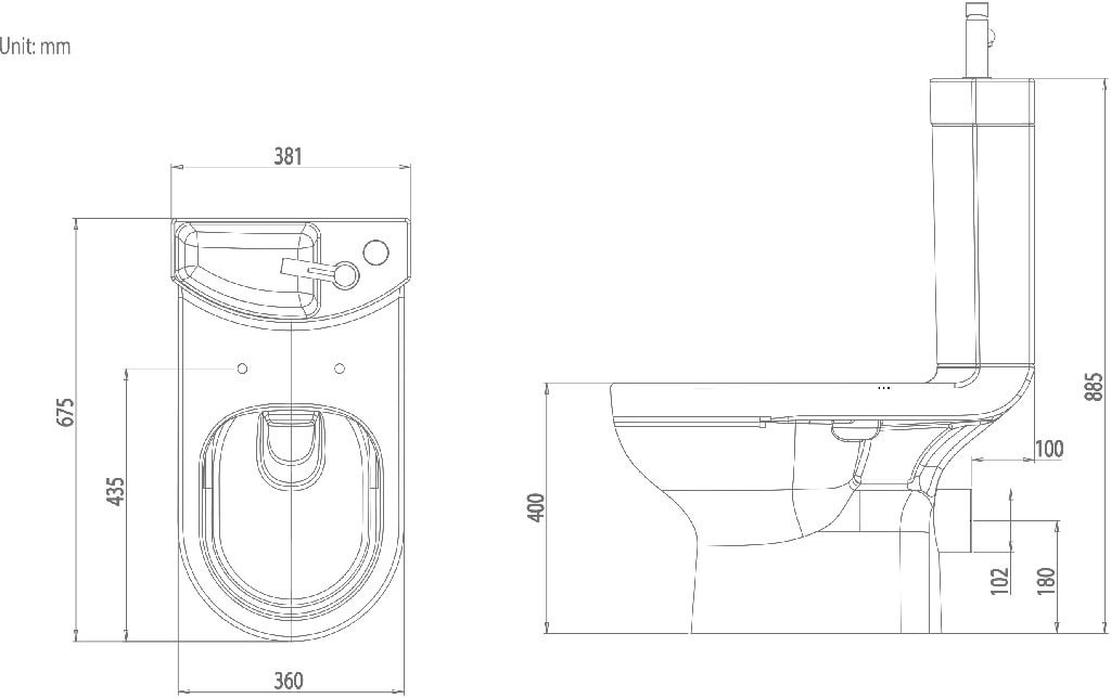 Set vas WC GOODHOME Cavally, portelan, rezervor 3/6 l, baterie lavoar, capac duroplast, alb