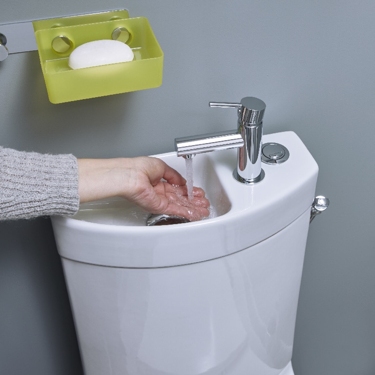 Set vas WC GOODHOME Cavally, portelan, rezervor 3/6 l, baterie lavoar, capac duroplast, alb