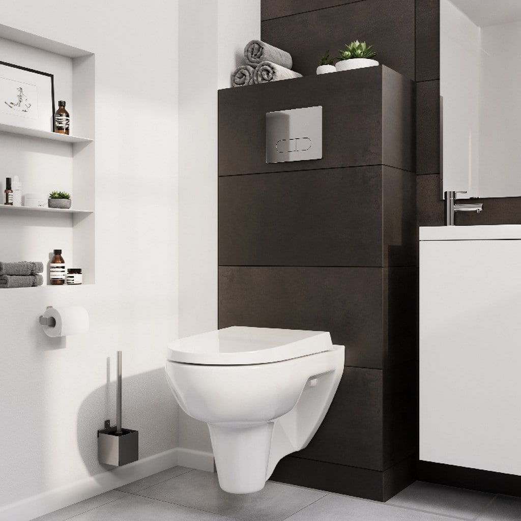 Vas WC suspendat GOODHOME Jabi, portelan, 34.5 x 51 x 36.5 cm, capac SoftClose, alb