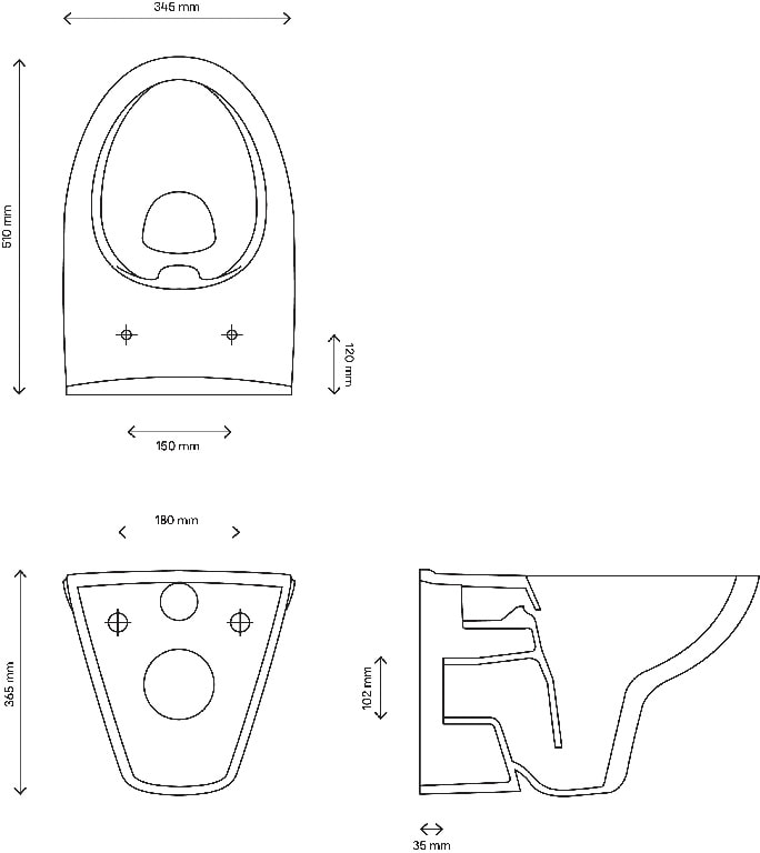 Vas WC suspendat GOODHOME Jabi, portelan, 34.5 x 51 x 36.5 cm, capac SoftClose, alb