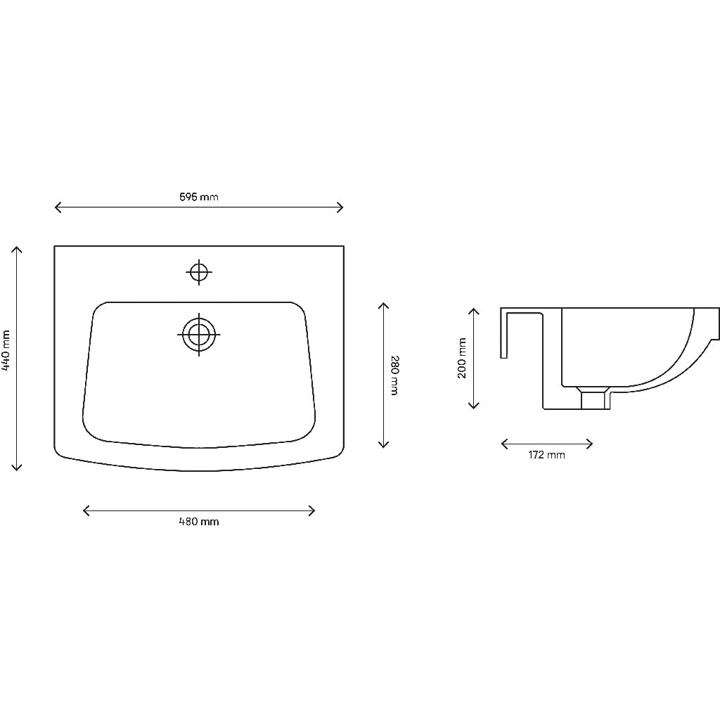 Lavoar baie GOODHOME Zapia, ceramica, 59.5 x 44 cm, alb lucios