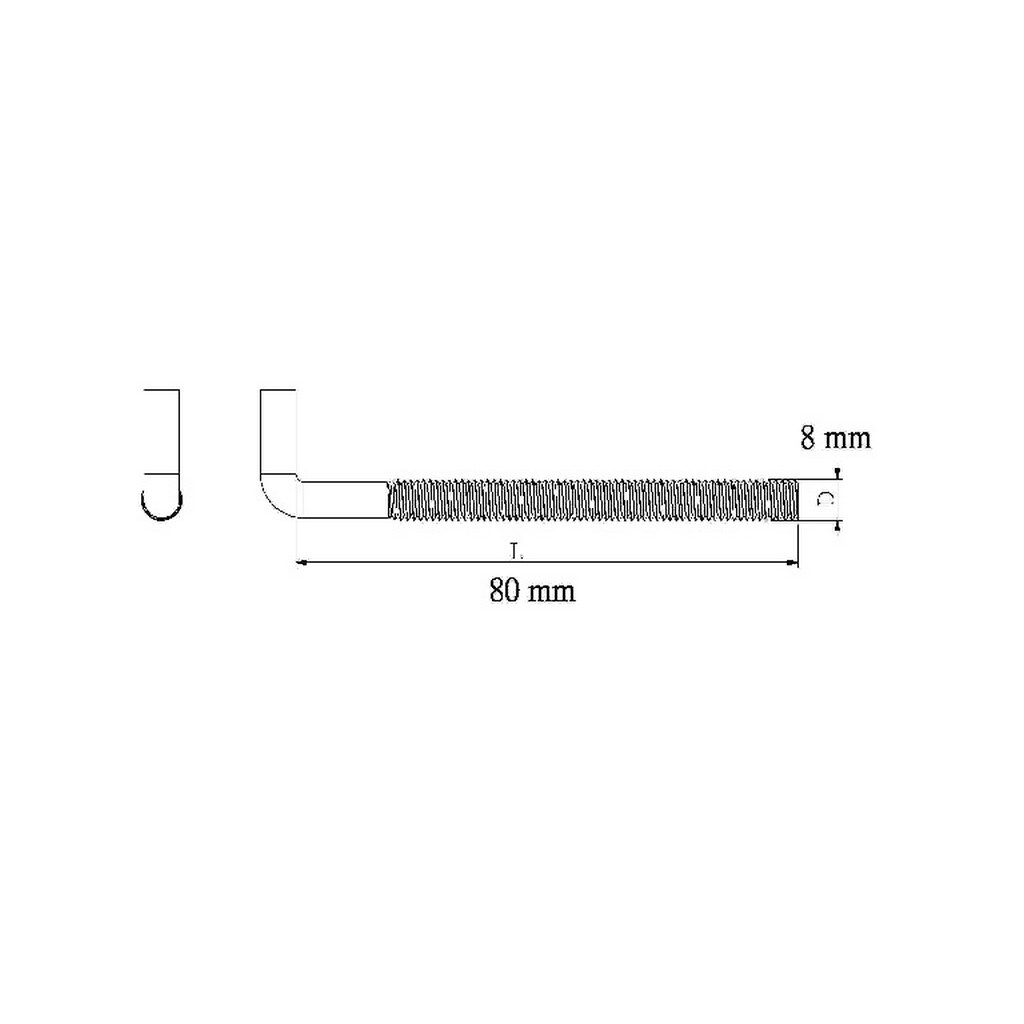 Surub cu carlig DIALL, 8 x 80 mm, otel-carbon placat cu zinc, 1 bucata
