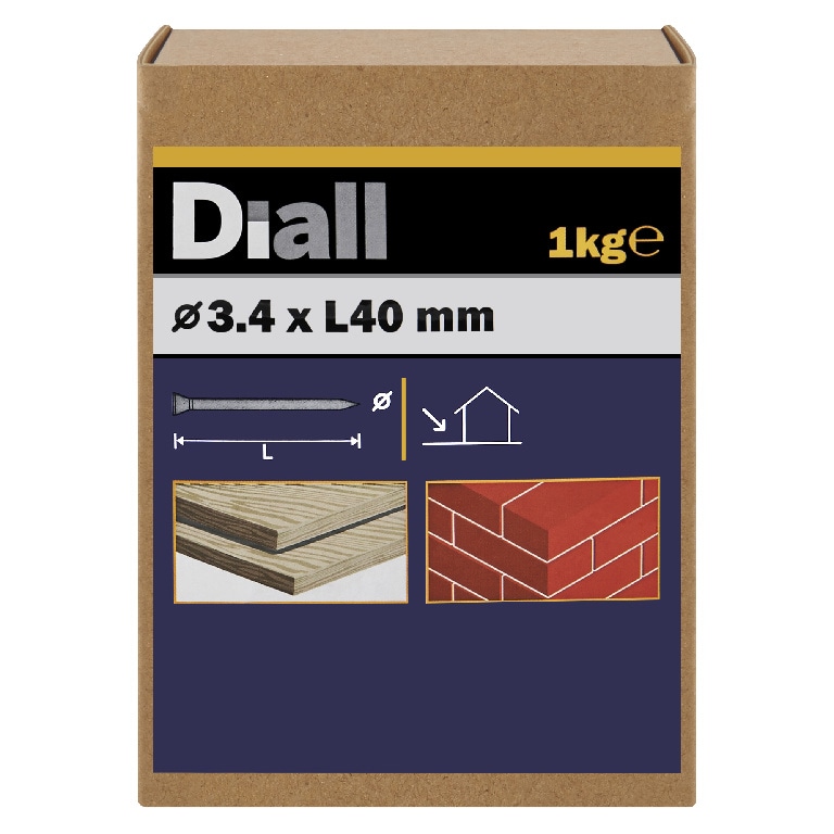 Cuie de zidarie galvanizat DIALL, 3.4 x 40 mm, otel, 1 kg