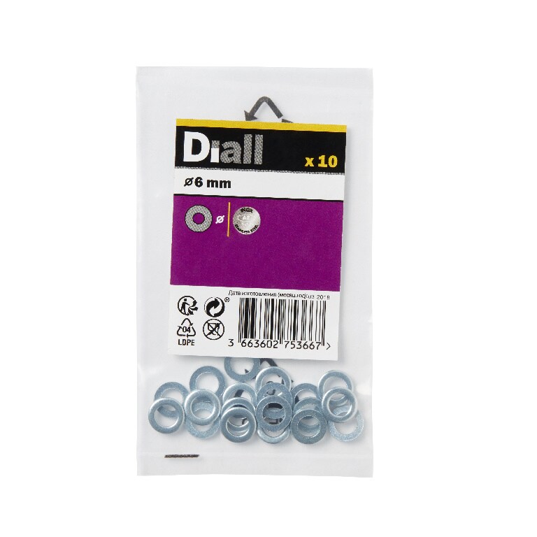 Saiba plata medie s/s A2 DIALL, M6, otel inoxidabil, 10 buc