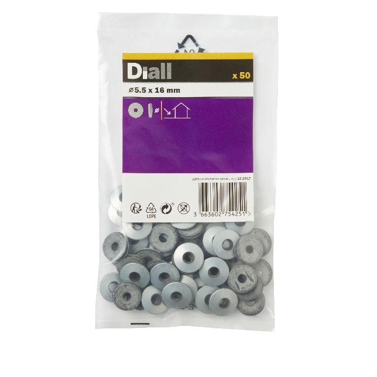 Saiba epdm Diall, din otel-carbon diam. 5,5x16, 50 bucati, argintiu