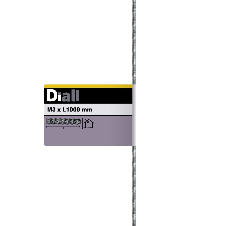 Tija filetata Diall, din otel-carbon M3, 1 m, argintiu