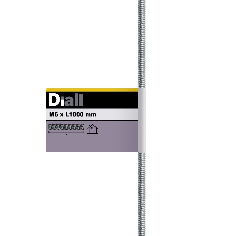 Tija filetata Diall, din otel-carbon M6, 1 m, argintiu