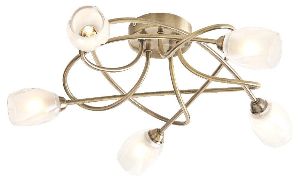 Plafoniera, 5 x 28 W, auriu, metal si sticla Colours Egeria