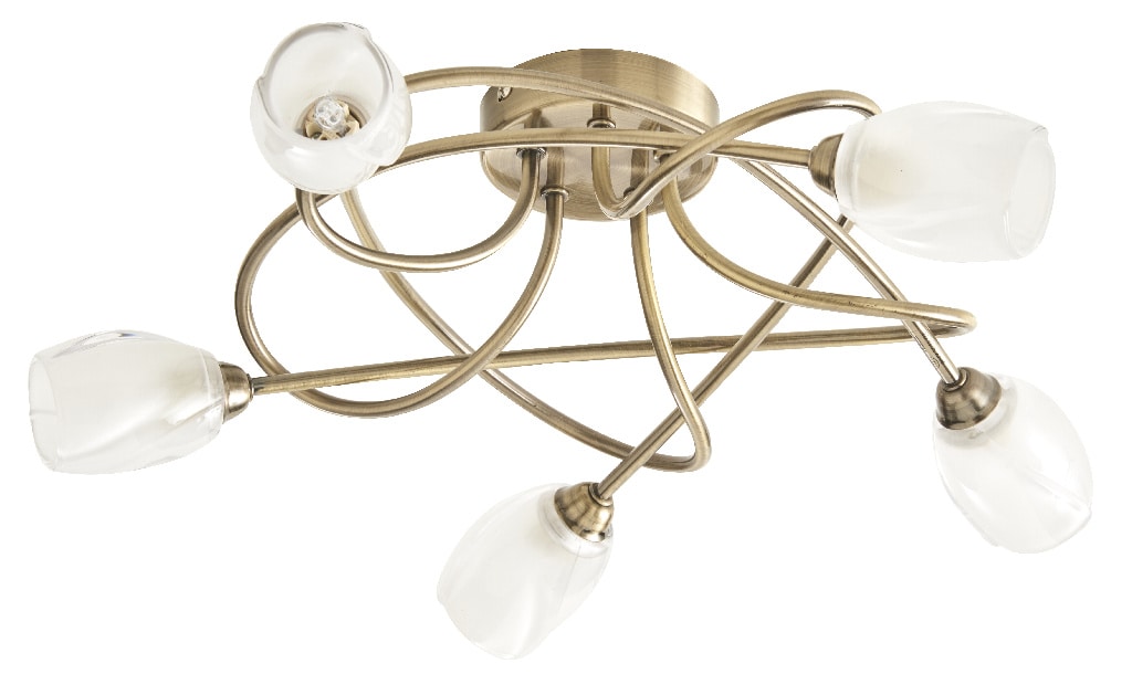 Plafoniera, 5 x 28 W, auriu, metal si sticla Colours Egeria