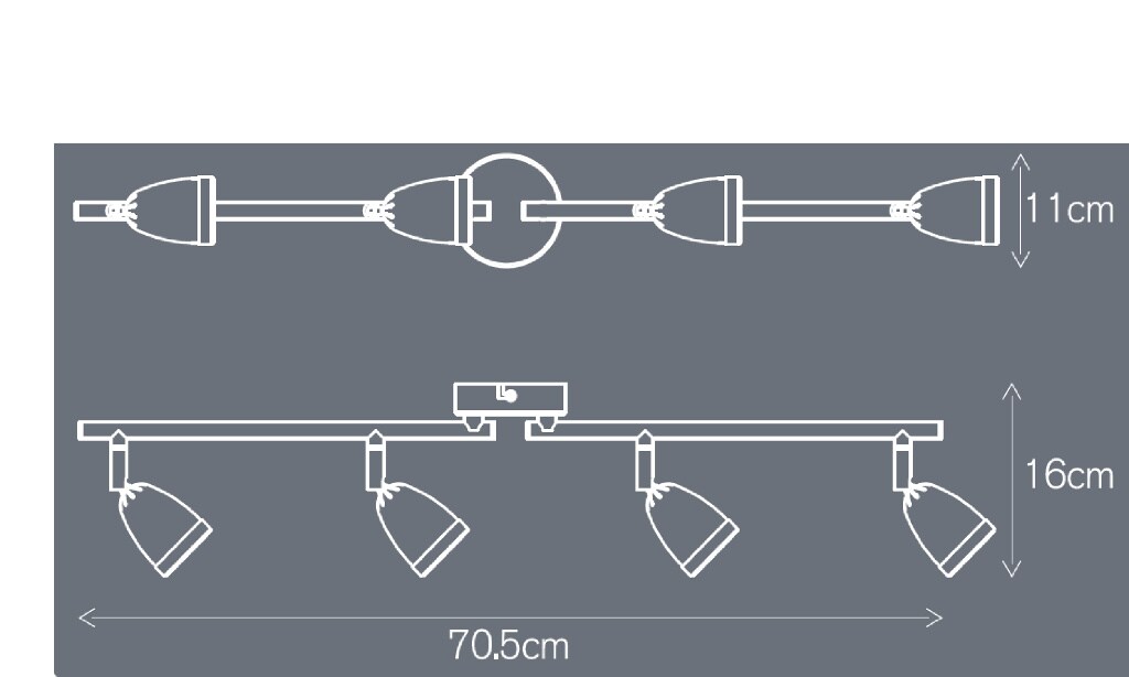 Plafoniera LED, crom, 4 x 140 W, GU10, 240 V, metal  Apheliotes