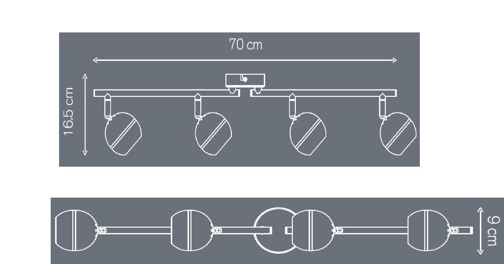 Spot cu LED integrat, crom, 4 x 4.75 W, 220 V, metal si plastic  Colours  Melanippe