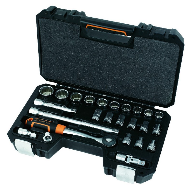 Set chei tubulare Magnusson, 19 piese, otel crom-vanadiu, model standard