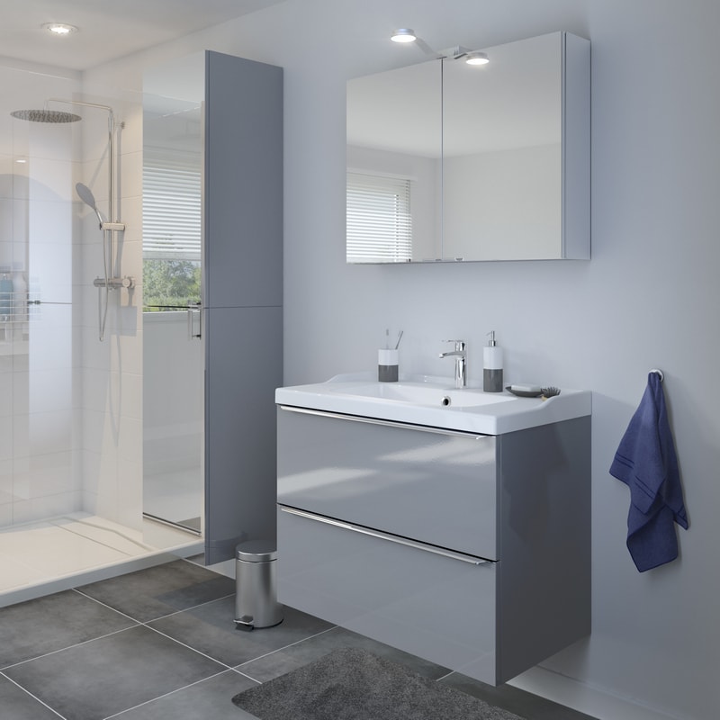 Baza pentru lavoar, suspendata, Gri, 80 x 60 cm GoodHome Imandra