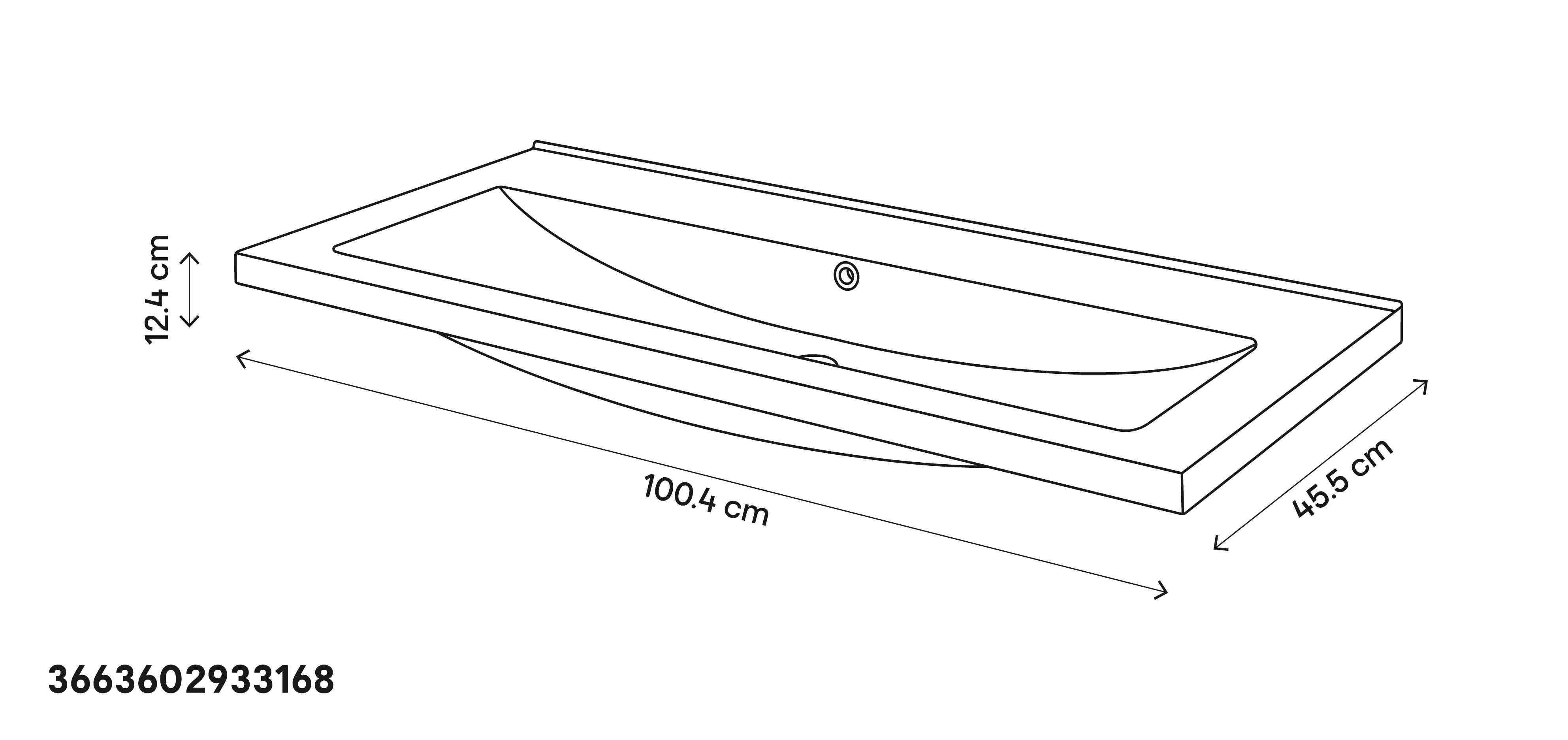 Lavoar baie GOODHOME Nira, ceramica, 100.4 x 45.5 cm, alb lucios