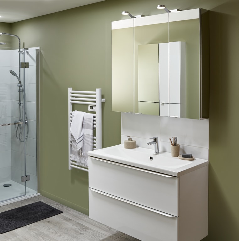 Lavoar baie GOODHOME Nira, ceramica, 100.4 x 45.5 cm, alb lucios