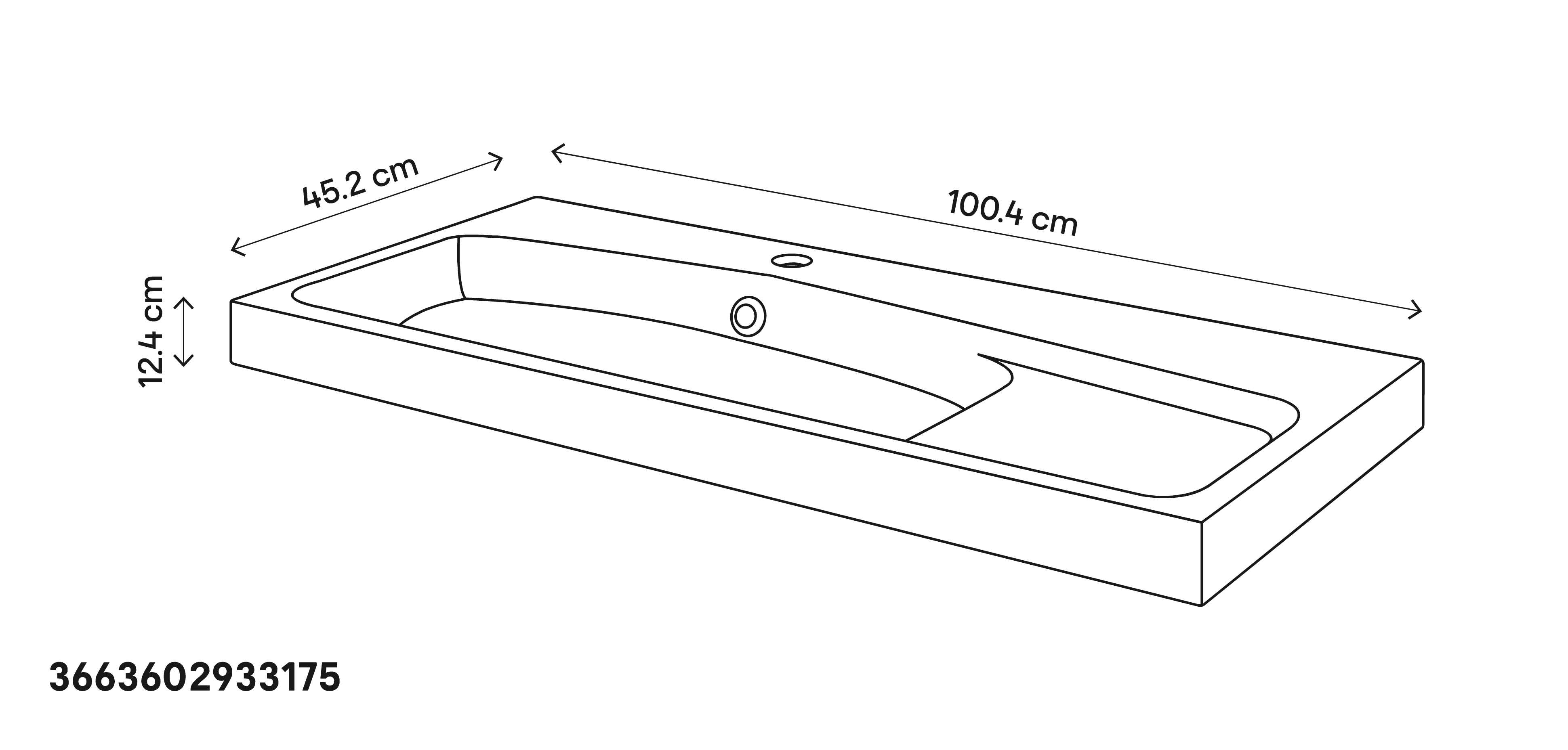Lavoar baie GOODHOME Mila, rasina, 100.4 x 45.2 cm, alb lucios