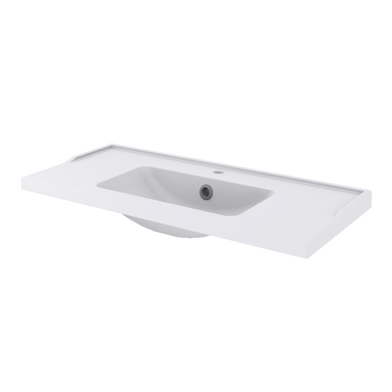 Lavoar baie GOODHOME Lana, ceramica, 100.4 x 45.5 cm, alb lucios