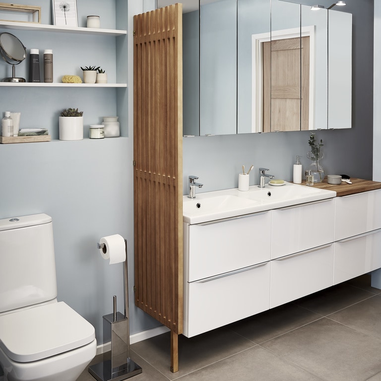 Lavoar baie GOODHOME Nira, ceramica, 120.4 x 45.5 cm, alb lucios