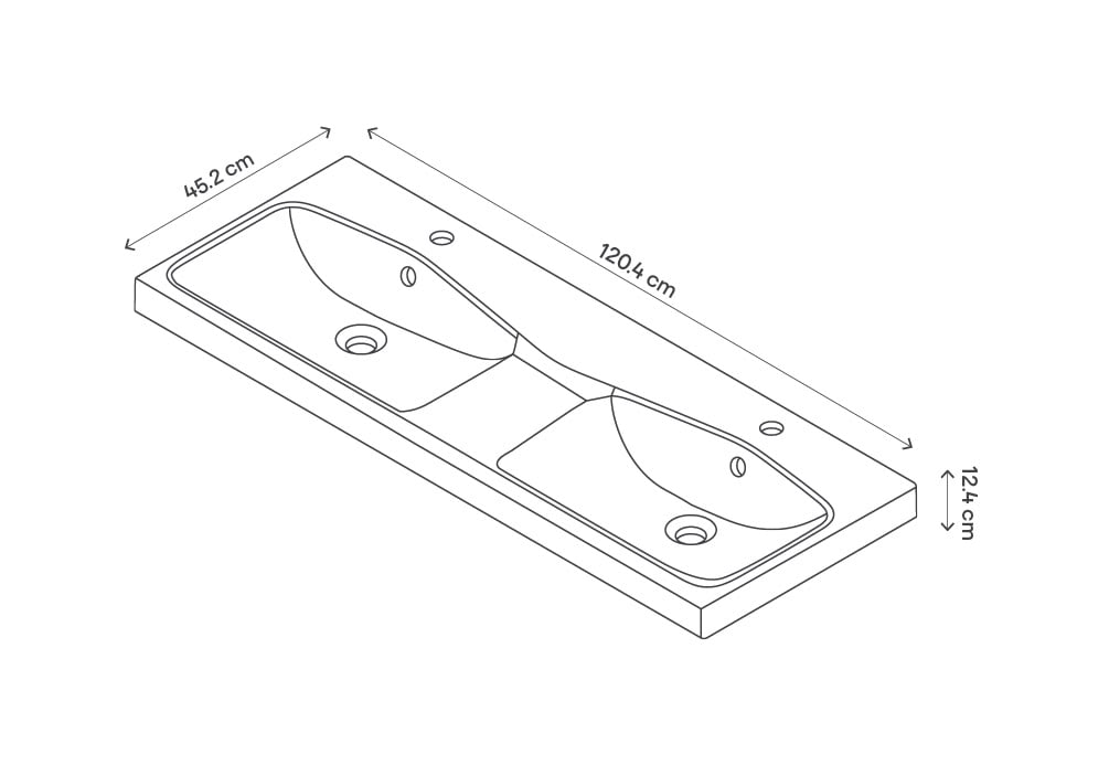 Lavoar baie GOODHOME Mila, rasina, 120.4 x 45.2, alb lucios
