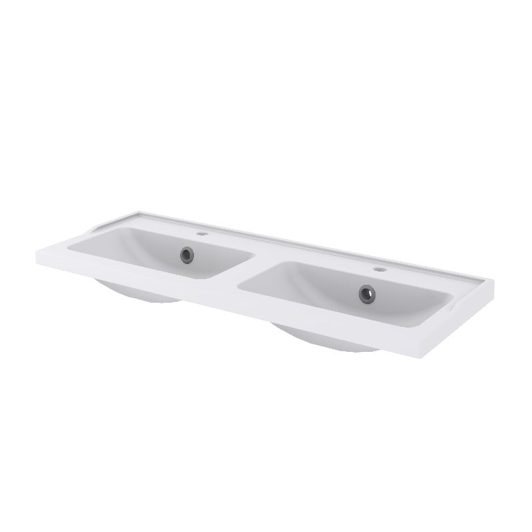 Lavoar baie GOODHOME Lana, ceramica, 120.4 x 45.5 cm, alb lucios