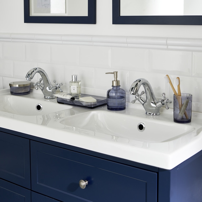 Lavoar baie GOODHOME Lana, ceramica, 120.4 x 45.5 cm, alb lucios