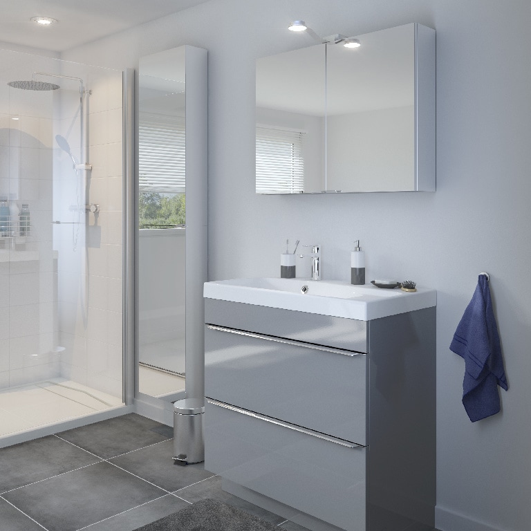 Dulap baie suspendatcu oglinda, alb, 90 x 40 x 15 cm  GoodHome Imandra