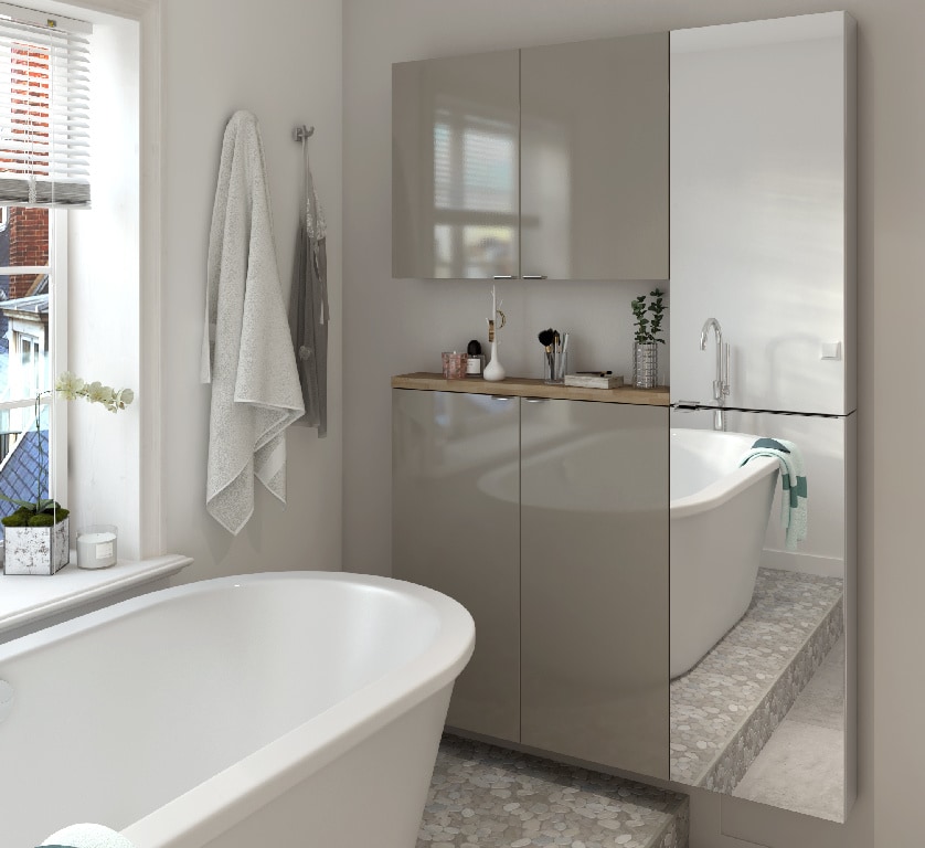 Dulap baie suspendatcu oglinda, alb, 90 x 40 x 15 cm  GoodHome Imandra